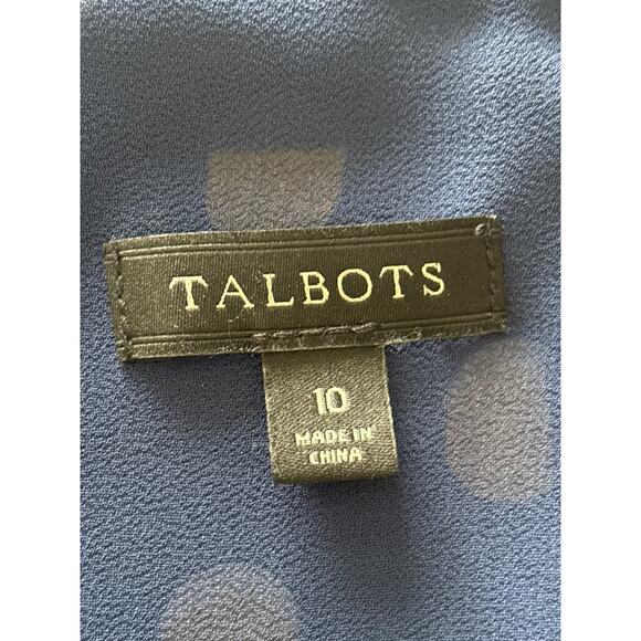 Talbots Womens Size 10 Blue Polka Dot Flutter Sleeve Knee Length Fit Flare Dress - Picture 4 of 12